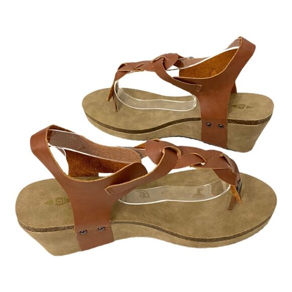 Jolimal Boho Leather Braided Cognac Wedge Sandals, Size 10 - Picture 9 of 13